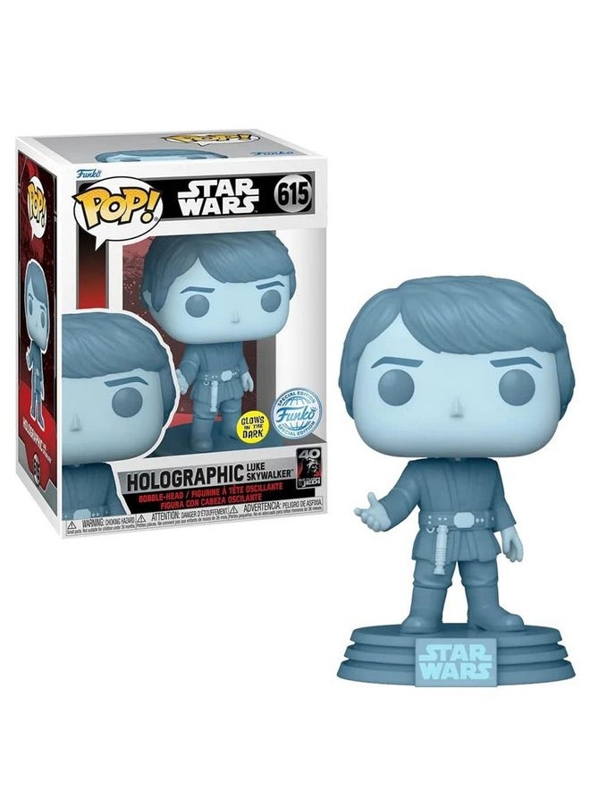 Funko Star Wars Episode Vi Return Of The Jedi Holographic Luke Skywalker 40Th Anniversary Glow In The Dark Funko Pop Vinyl…  - Image 1
