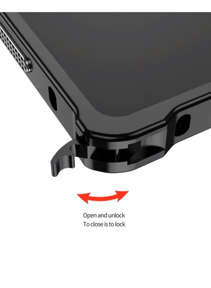 جراب هاتف بإطار معدني لهاتف سامسونج S25 ألترا مع حماية لعدسة الكاميرا، وواقي زوايا معزز، وآلية قفل. - Image 3