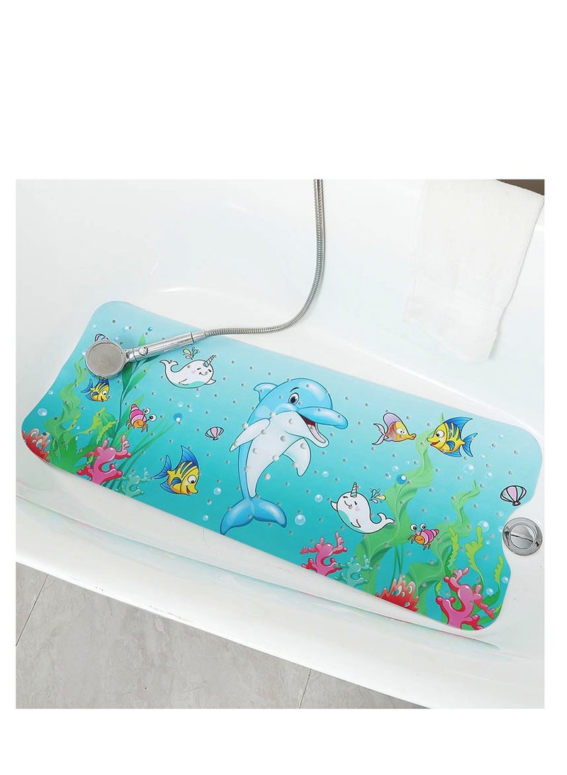 Y&D Cartoon Non-Slip Bathtub Mat for Kids 40x16 Inch Baby Bath Extra Long Anti Slip Shower with Suction Cups & Drain Holes Machine Washable - Image 1
