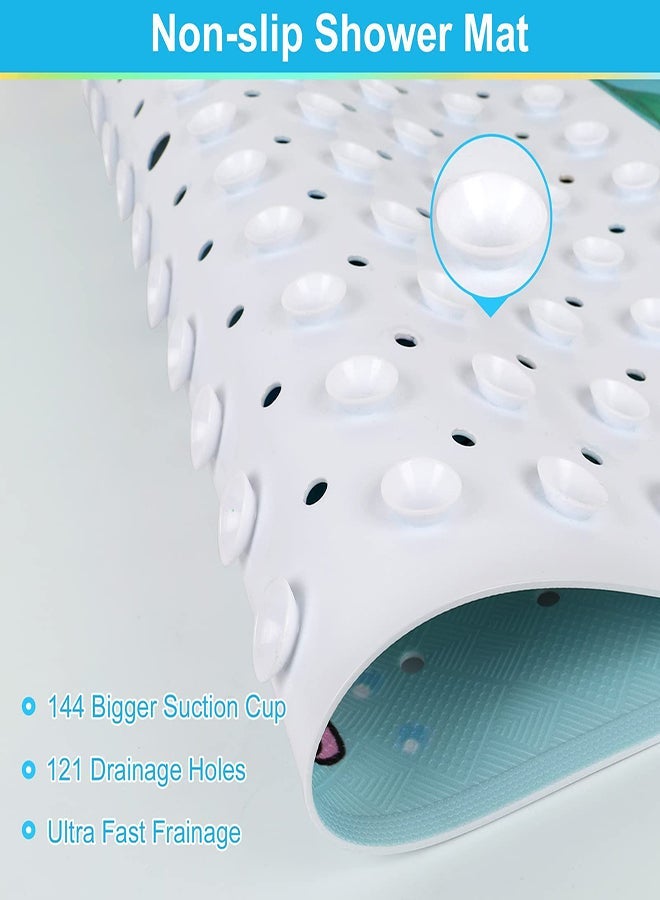 Y&D Cartoon Non-Slip Bathtub Mat for Kids 40x16 Inch Baby Bath Extra Long Anti Slip Shower with Suction Cups & Drain Holes Machine Washable - Image 4