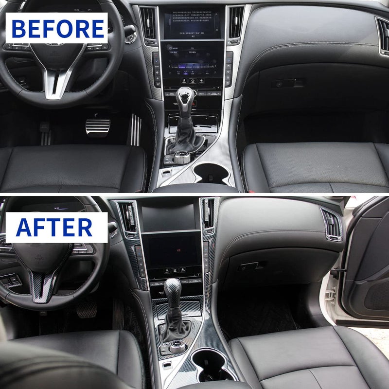 Fewshaw Carbon Fiber Center Console Dashboard Air Vent Gear Cup Holder Panel Cover Trim for Infiniti Q50 Q60 2014-2024 - Image 5