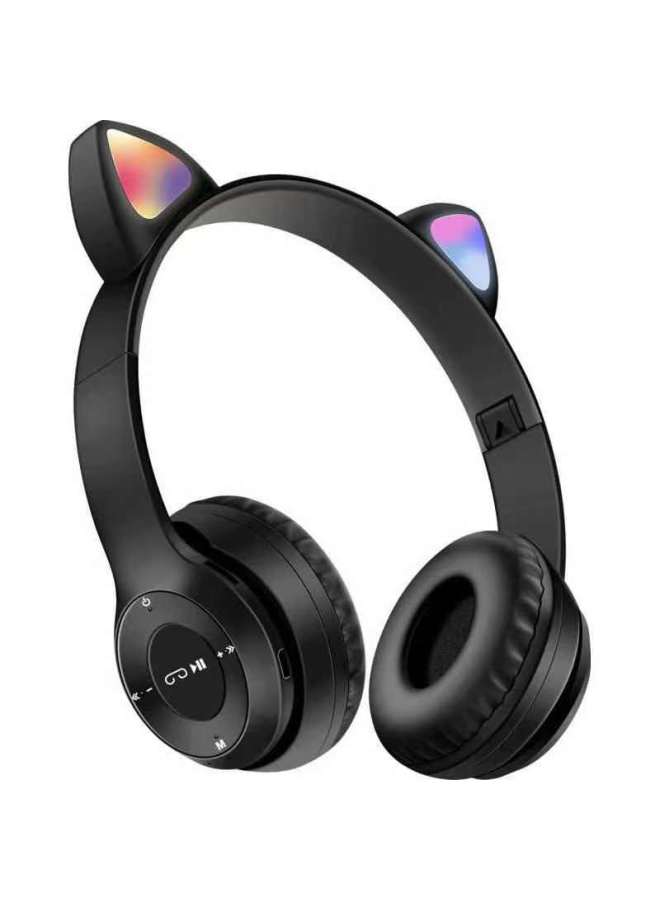 P47m Bluetooth Cartoon Cat Ear Luminous Headset Stereo Foldable Wireless Bluetooth Headset-Color:Pink  - Image 3