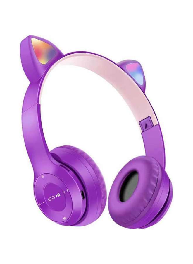 P47m Bluetooth Cartoon Cat Ear Luminous Headset Stereo Foldable Wireless Bluetooth Headset-Color:Pink  - Image 4