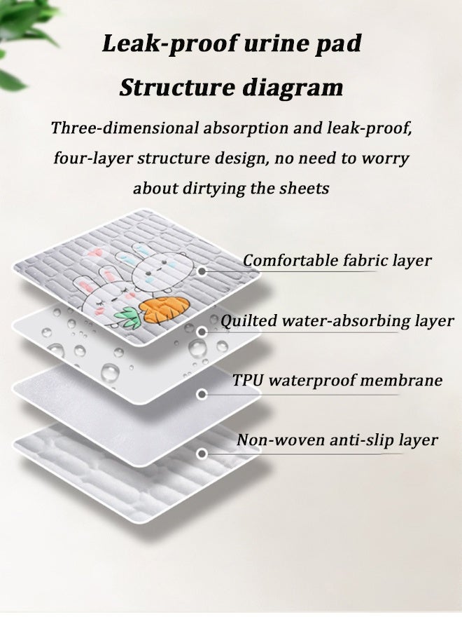 Vinnatsu 70x90cm/80×120cm Two Sizes Baby Diaper Pad Baby Changing Pads Baby Waterproof Bed Pad Bed Wetting Pads Washable Four Layers of Thick Water Absorption Kids Toddler Potty Training Pads Baby Wateproof Pad Mat for Pack Play/Crib Reusable Incontinence Underpads for Kids/Adult Grey  - Image 4