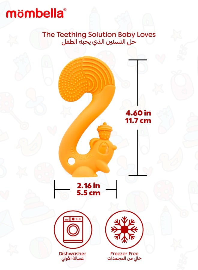 مومبيلا لعبة عضاضة السنجاب | سيليكون خالي من BPA | لعبة عضاضة ناعمة وآمنة للأطفال | تصميم جوزة بندق ممتع | آمنة في غسالة الصحون والمجمد | ٣ أشهر فأكثر | الأبعاد: الطول 9 × العرض 6 × الارتفاع 14 سم - Image 5