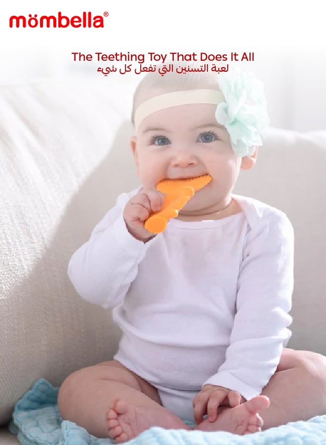 مومبيلا لعبة عضاضة السنجاب | سيليكون خالي من BPA | لعبة عضاضة ناعمة وآمنة للأطفال | تصميم جوزة بندق ممتع | آمنة في غسالة الصحون والمجمد | ٣ أشهر فأكثر | الأبعاد: الطول 9 × العرض 6 × الارتفاع 14 سم - Image 2
