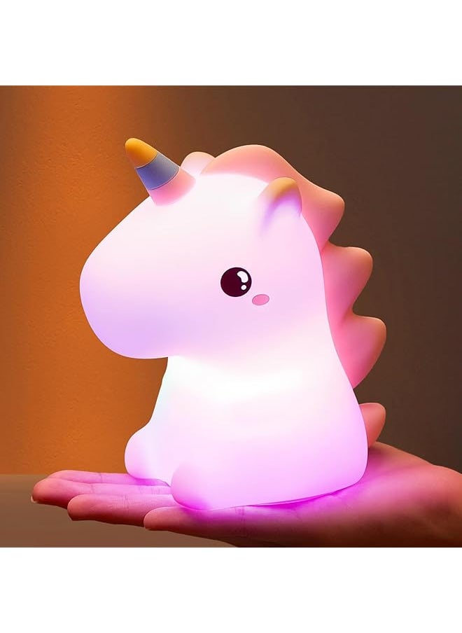 The Bros Unicorn Night Light for Kids, Kids Lamp, Rechargeable Toddler Night Light Unicorn Lamp,Unicorn Gifts for Girls Room Decor,Silicone Baby Cute Night Light  - Image 1