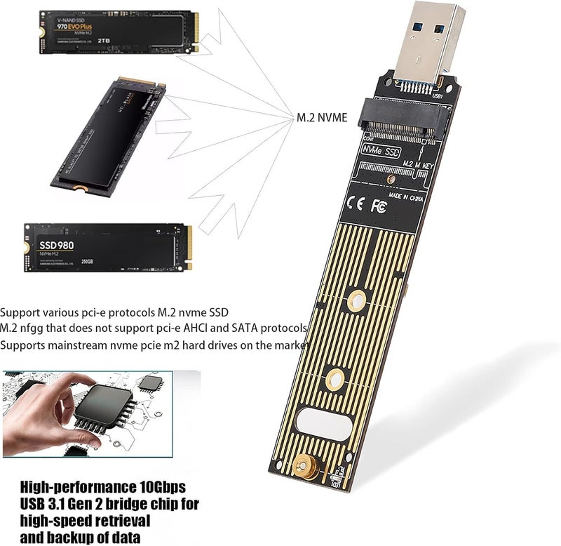 klarako M.2 NVME SSD to USB Adapter Board Hard Disk Converter Board SSD Adapter , M.2 NVME USB 3.1 Adapter M.2 PCIe to Hard Drive Converter Reader - Image 3