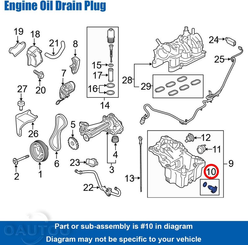 OAUTOO Engine Oil Drain Plug Set for Ford Vehicles - Image 2