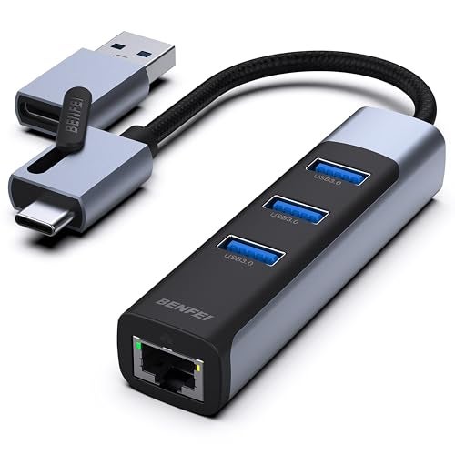 BENFEI 4in1 USBCUSB 30 to Ethernet Adapter with 3USB 30 Ports Compatible for iPhone 15 Series MacBook ProAir 20232022202120202019 and More - Image 1