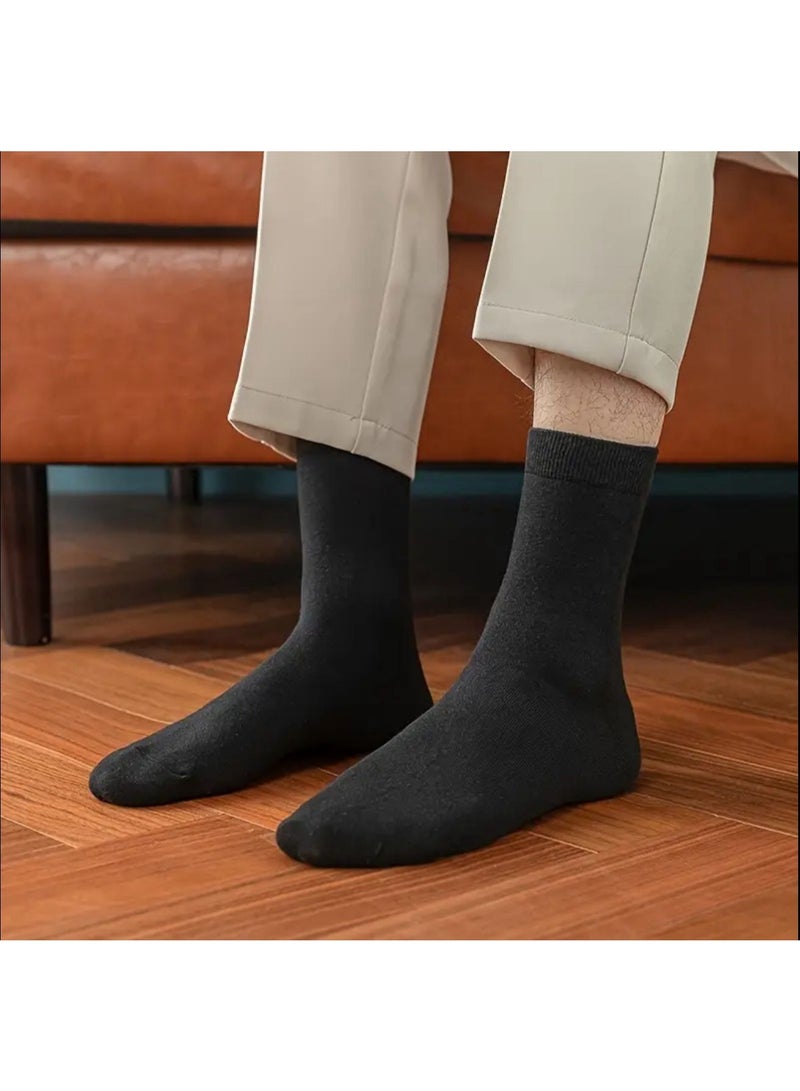 12 أزواج من الجوارب الرجالية الرسمية لون اسود منتصف الساق، مناسبة لجميع المقاسات - Image 2