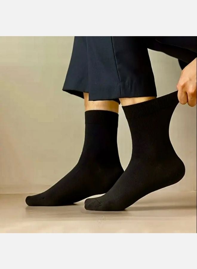 12 أزواج من الجوارب الرجالية الرسمية لون اسود منتصف الساق، مناسبة لجميع المقاسات - Image 4