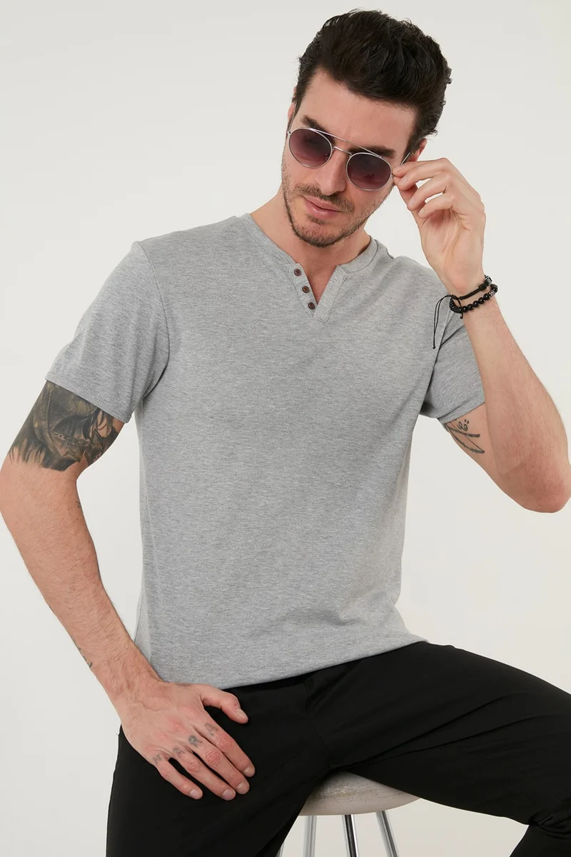 بوراتي 100% Cotton V-Neck Slim Fit T Shirt Men's T SHIRT 5902122