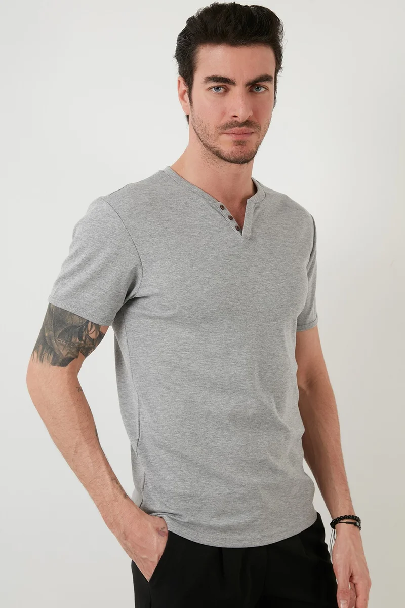 بوراتي 100% Cotton V-Neck Slim Fit T Shirt Men's T SHIRT 5902122