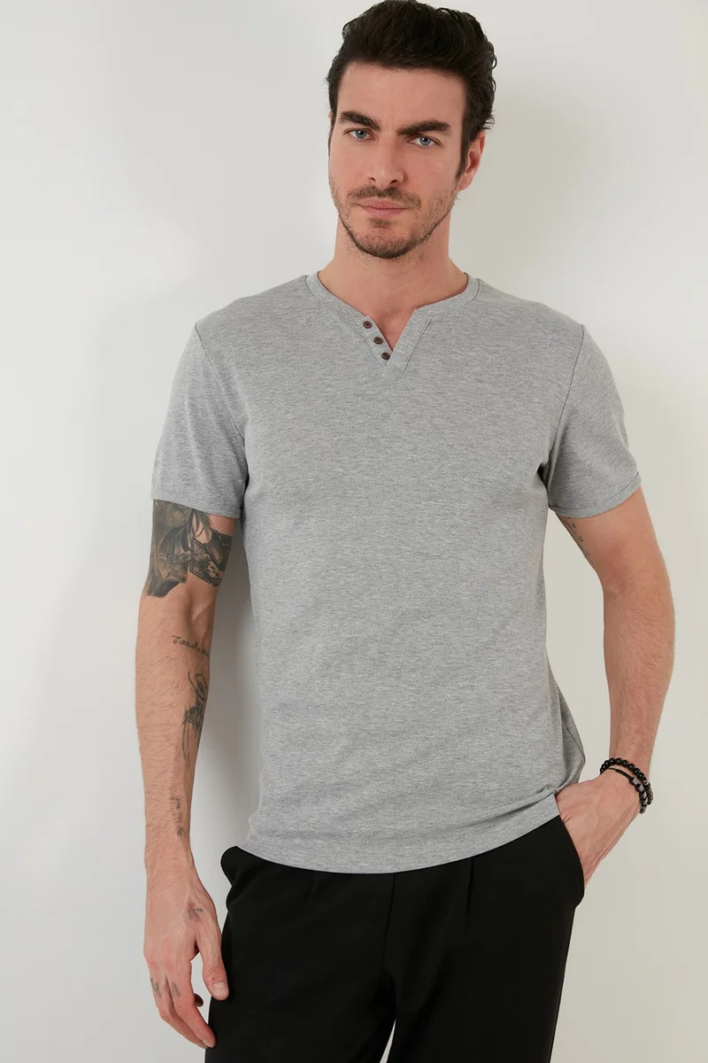 بوراتي 100% Cotton V-Neck Slim Fit T Shirt Men's T SHIRT 5902122