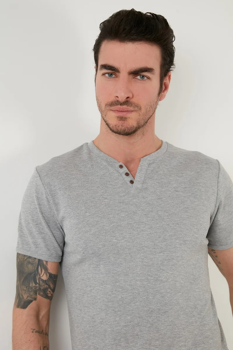 بوراتي 100% Cotton V-Neck Slim Fit T Shirt Men's T SHIRT 5902122