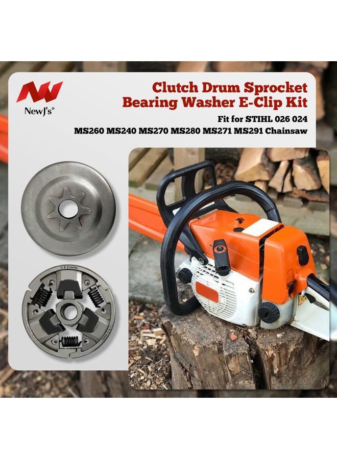 NewJ's Clutch Drum Sprocket Bearing Washer E-Clip Kit Fit for STIHL 026 024 MS260 MS240 MS270 MS280 MS271 MS291 Chainsaw - Image 3