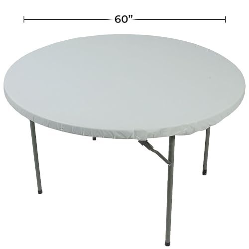 CREATIVE CONVERTING Elegant White Fitted Round Tablecloth - 60" (1 Pc.) - Premium Plastic Material - Perfect for Events & Home Decor - Image 2