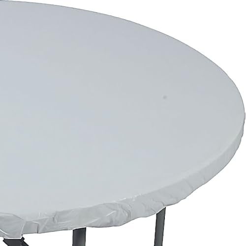 CREATIVE CONVERTING Elegant White Fitted Round Tablecloth - 60" (1 Pc.) - Premium Plastic Material - Perfect for Events & Home Decor - Image 4