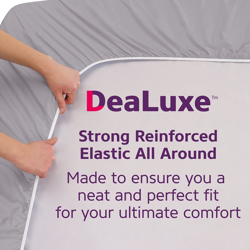DeaLuxe King Fitted Sheet King Size Fitted Sheet Only Deep Pocket - Real 16  Fitted Bed Sheets Fit Perfectly 14 -18  Deep Mattress & Toppers - Easy Care Lovely Feel - 1 Piece Bottom Fitted Sheet - Calm Grey - Image 4