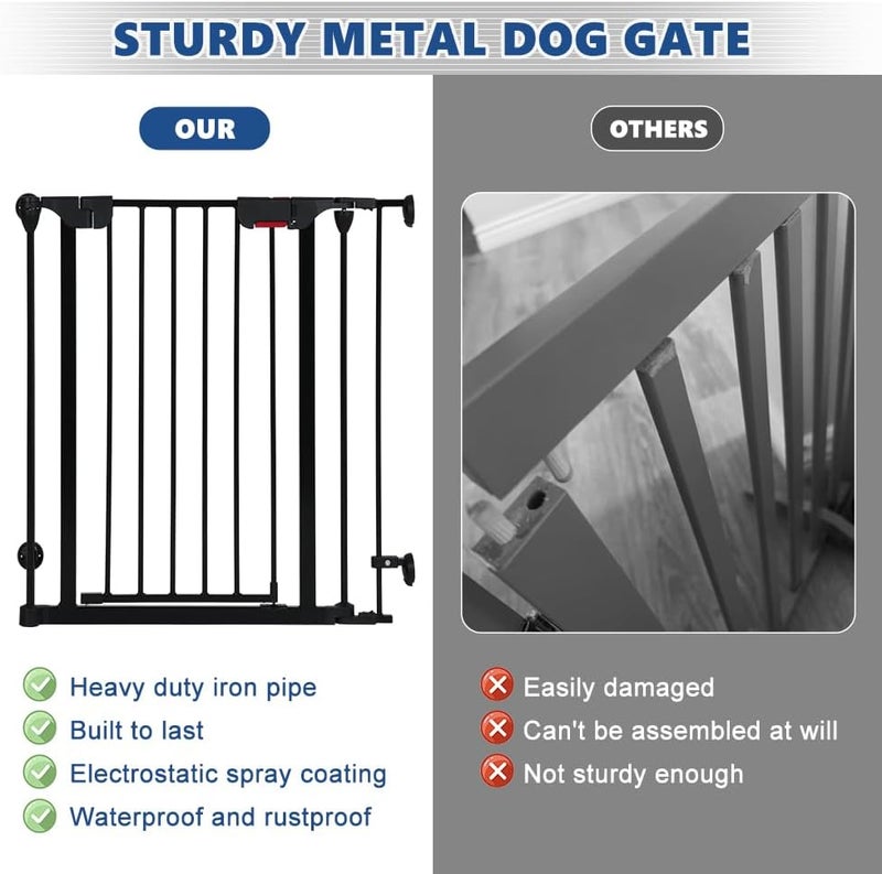 AGESISI Freestanding Dog Gates with Door Walk Through Extra Wide Doggy Door 100 W x 29 H Pet Gate Safty 4 Panels Dog Fence for Stairs Doorways - Image 5