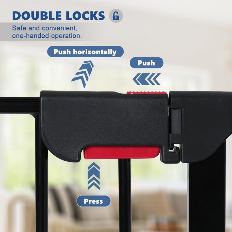 AGESISI Freestanding Dog Gates with Door Walk Through Extra Wide Doggy Door 100 W x 29 H Pet Gate Safty 4 Panels Dog Fence for Stairs Doorways - Image 4