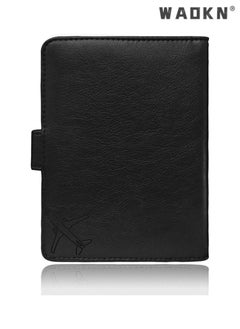 WAOKN Elegant Women's RFID Anti-Theft Passport Holder with Powerful Magnetic Closure, Multi-functional Compartments and High-Quality Leather Travel Document Cover(Black)  - Image 3