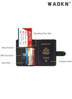 WAOKN Elegant Women's RFID Anti-Theft Passport Holder with Powerful Magnetic Closure, Multi-functional Compartments and High-Quality Leather Travel Document Cover(Black)  - Image 4