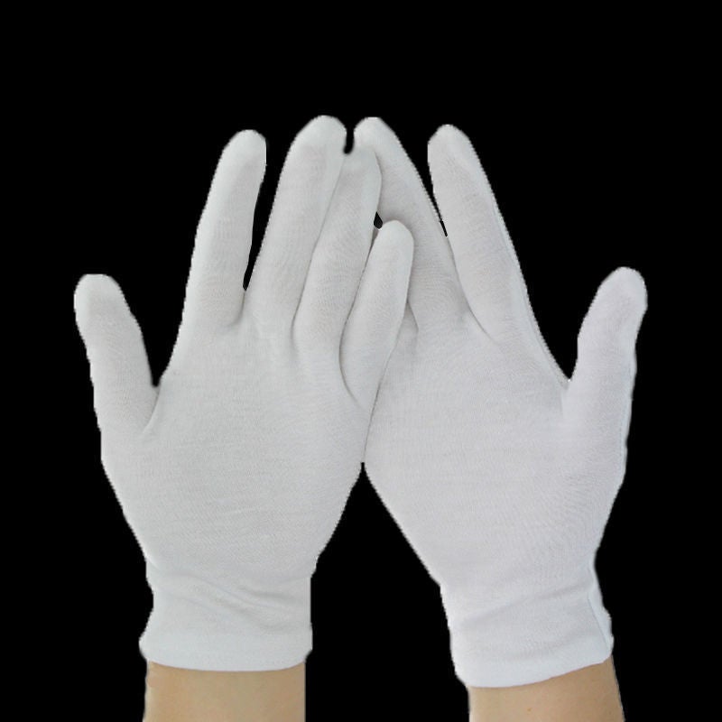 Pure cotton white high-quality quick-drying gloves 5PCS M