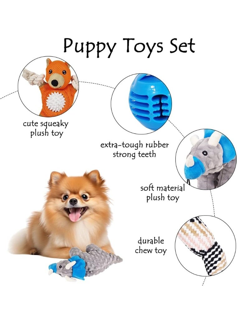 NNC PETS Pet toy sets for teething small dogs, Squeaky Plush Toys, Combo set with Dog Rope Toy, 100% Natural Cotton, Suitable for small to medium dogs, Puppy Toys set for Interactive, Playing & Training, 4pcs - Image 5