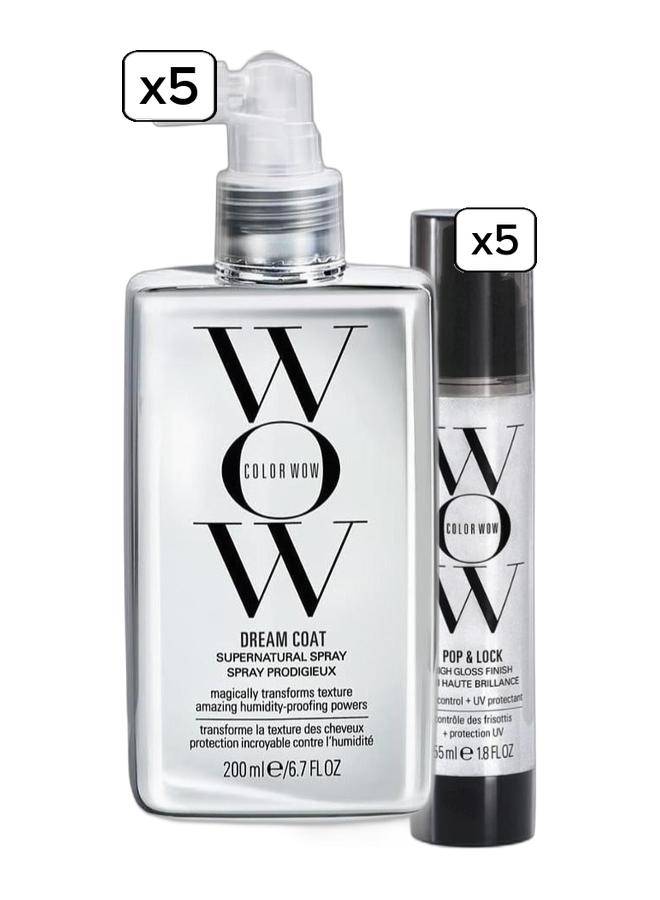 Color Wow Dream Coat Supernatural Spray 200ml & Pop & Lock High Gloss Shellac Serum, 55ml – Shine Serum for Frizz Control and Glossy Finish 55mlBundle - Image 1