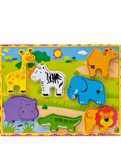 Generic Ofkibo 7 Pieces Wooden Puzzle Wildlife Park for Toddlers Educational Toys  - Image 1