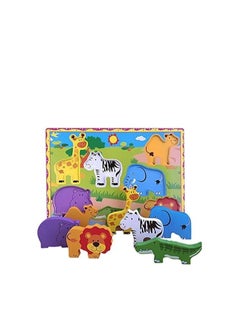 Generic Ofkibo 7 Pieces Wooden Puzzle Wildlife Park for Toddlers Educational Toys  - Image 3