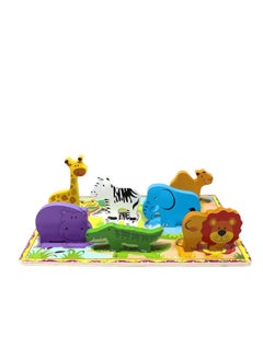 Generic Ofkibo 7 Pieces Wooden Puzzle Wildlife Park for Toddlers Educational Toys  - Image 4