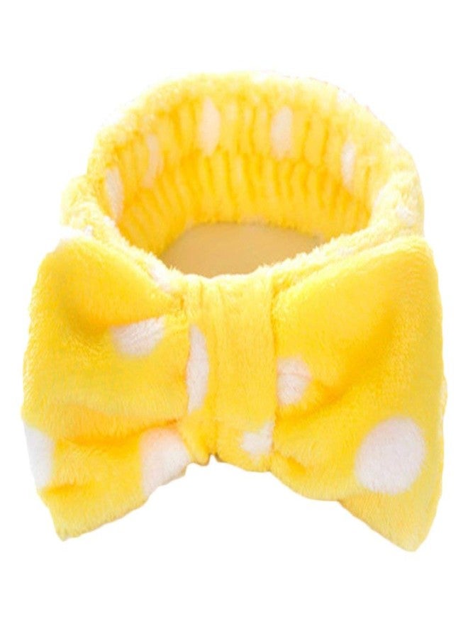 FOK Makeup Facial Yoga Purpose Elastic Velvet Strip Headband for Women, Pack of 1 - White Yellow - Image 2