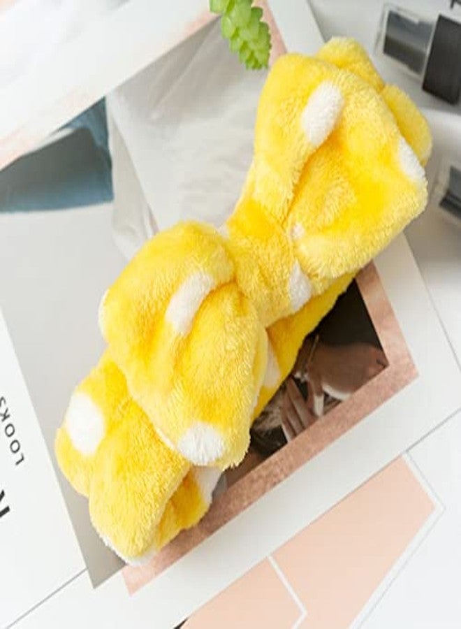 FOK Makeup Facial Yoga Purpose Elastic Velvet Strip Headband for Women, Pack of 1 - White Yellow - Image 3