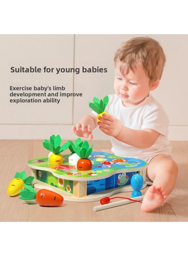 Children's Wooden Magnetic Fishing Toy Baby's Piece And Insert Early Education Educational Puzzle Catch Insect Catch Insect Catch Radish Parent-Child Interaction-Color:MWZ Fishing Pull Radish - Image 3