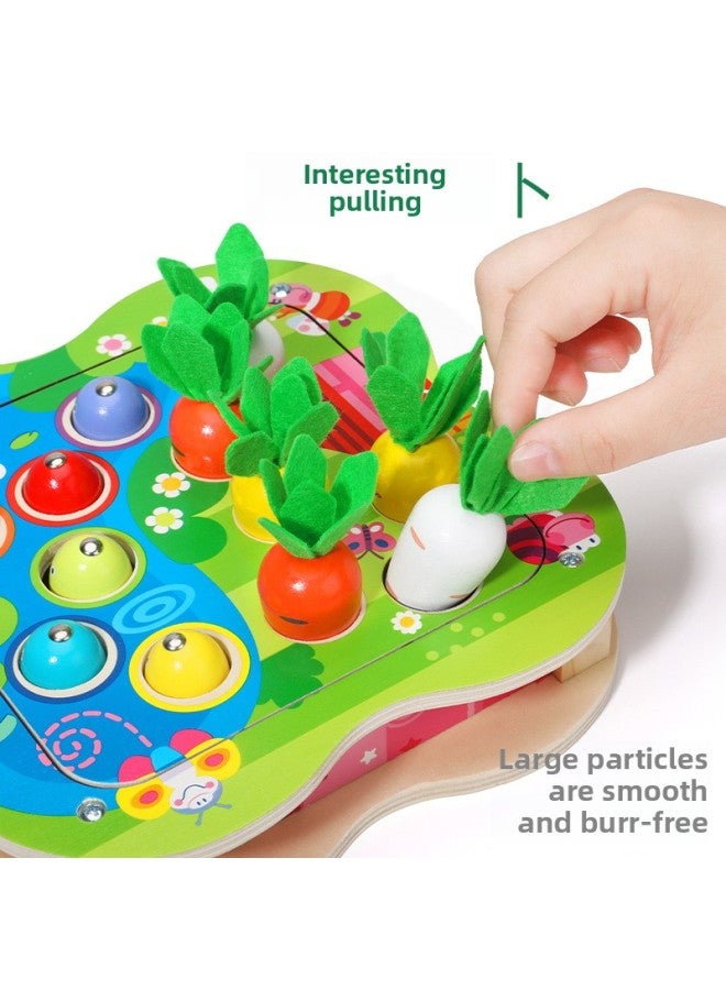 Children's Wooden Magnetic Fishing Toy Baby's Piece And Insert Early Education Educational Puzzle Catch Insect Catch Insect Catch Radish Parent-Child Interaction-Color:MWZ Fishing Pull Radish - Image 2
