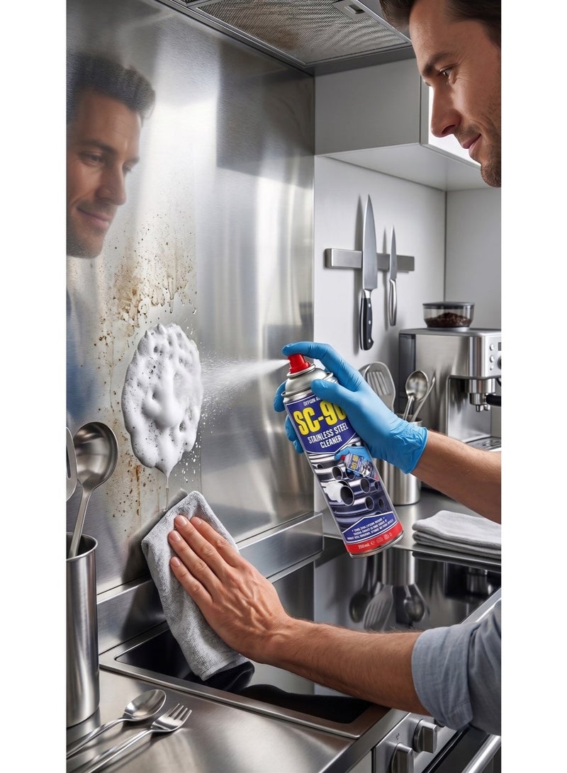 ®ACTION CAN SC-90_Stainless Steel Cleaner 500ML Foaming spray cleaner for stainless steel – cleans, protects, and polishes - Image 2