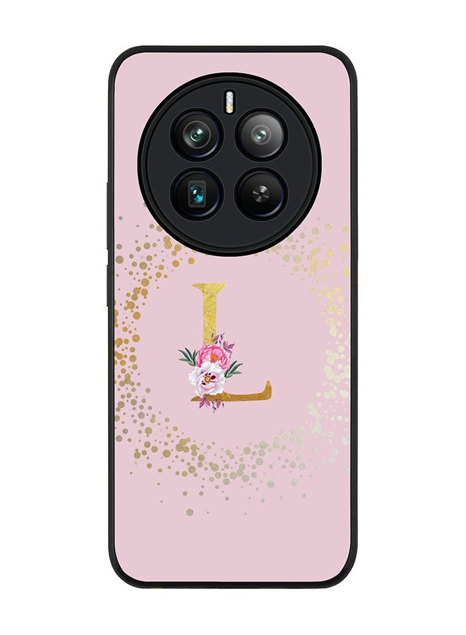 Stylizedd Rugged Black edge case for Realme 12 Pro / Realme 12 Pro Plus 5G, Slim fit Custom Monogram Initial Letter Floral Pattern Alphabet-L (Pink )  - Image 1
