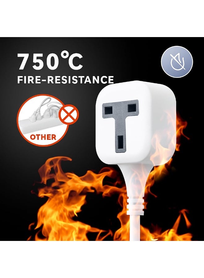 TYCOM Extension Cord Extension Cable with 4 Meter Heavy Duty Long Wire Cord 2 Plugs Single Outlet Socket 2500W 10A Expandable Electric Extension UK Power Plug. - Image 5