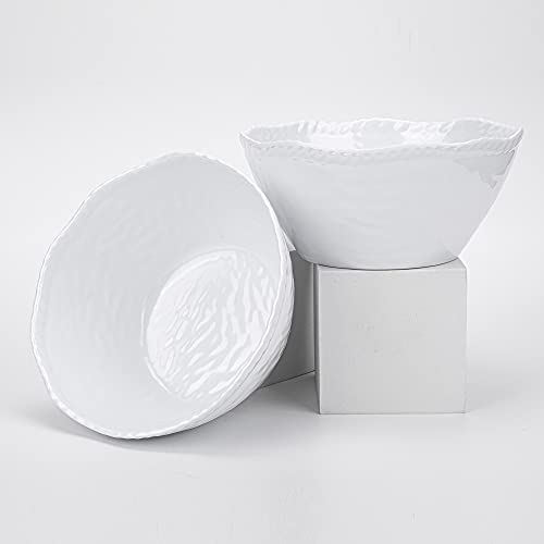 KX-WARE Melamine Cereal Bowls Set - 28 oz/6 inch 100% Melamine Soup/Salad Bowls | set of 6, White | Break-resistant and Dishwasher Safe, BPA Free - Image 3