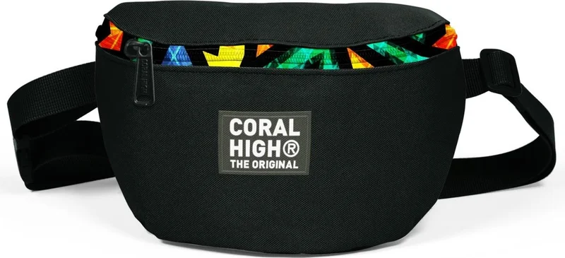 CORAL HIGH Black Graffiti Patterned Waist Bag 11541