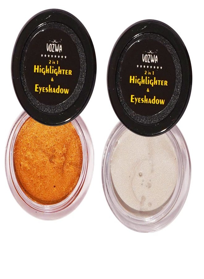 Vozwa 2 in 1 Highlighter & Eyeshadow For Face Makeup Shining (Copper + White) - Image 2