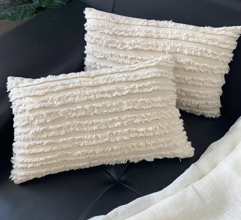 mosey Cushion Covers 12 inch x 20 inch Set of 2 Boho Rectangle Cushion Covers 12x20 Lumbar Cushion Cover 12x20 Medium Natural