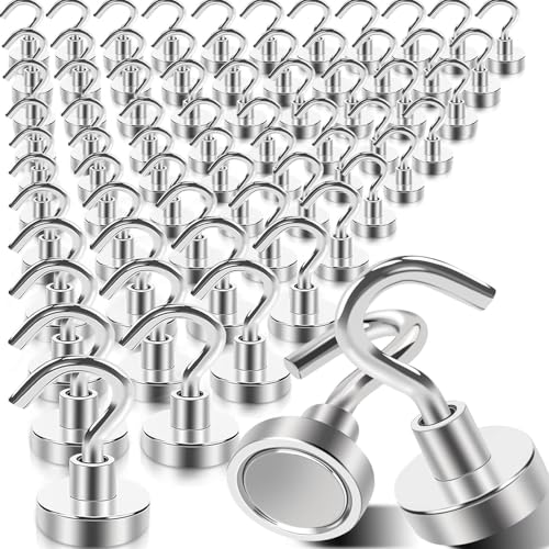 MIN CI 68Pack Super Strong Magnetic Hooks 25lbs Heavy Duty Magnetic Hook for Hanging Rare Earth Neodymium Magnet Hooks for Cruise Ship Camping Grill Kitchen Fridge Garage Wall - Image 1