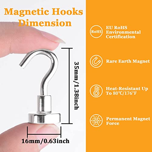 MIN CI 68Pack Super Strong Magnetic Hooks 25lbs Heavy Duty Magnetic Hook for Hanging Rare Earth Neodymium Magnet Hooks for Cruise Ship Camping Grill Kitchen Fridge Garage Wall - Image 3