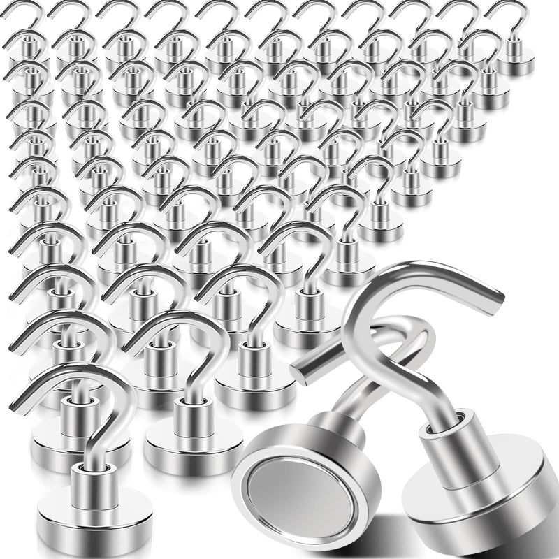 MIN CI 68Pack Super Strong Magnetic Hooks 25lbs Heavy Duty Magnetic Hook for Hanging Rare Earth Neodymium Magnet Hooks for Cruise Ship Camping Grill Kitchen Fridge Garage Wall - Image 2