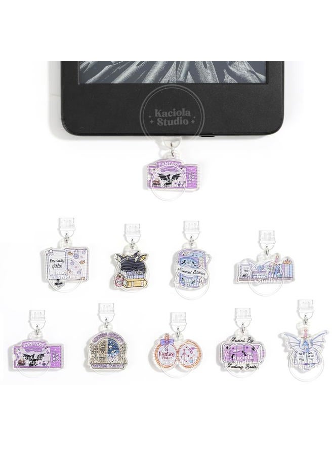 KACIOLA STUDIO 9 PCS Charms for Kindle, Fantasy Novel Theme Dust Plug Charm Type C for E-Reader, Compatible with TypeC/USB C Charging Ports Design for Kindle/Phone (Fantasy) - Image 1