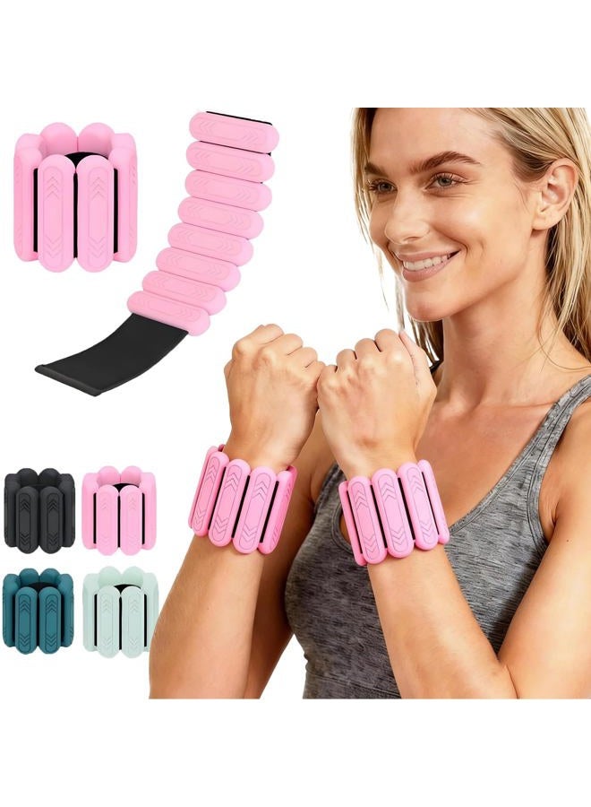 Smlper Ankle Weights Set of 2(1 lb/2 lb Each) – Premium Adjustable Wrist & Ankle Weights for Women Men, Strength Training Silicone Bracelets for Swimming, Running, Pilates, Yoga, Gym (Pink) - Image 1